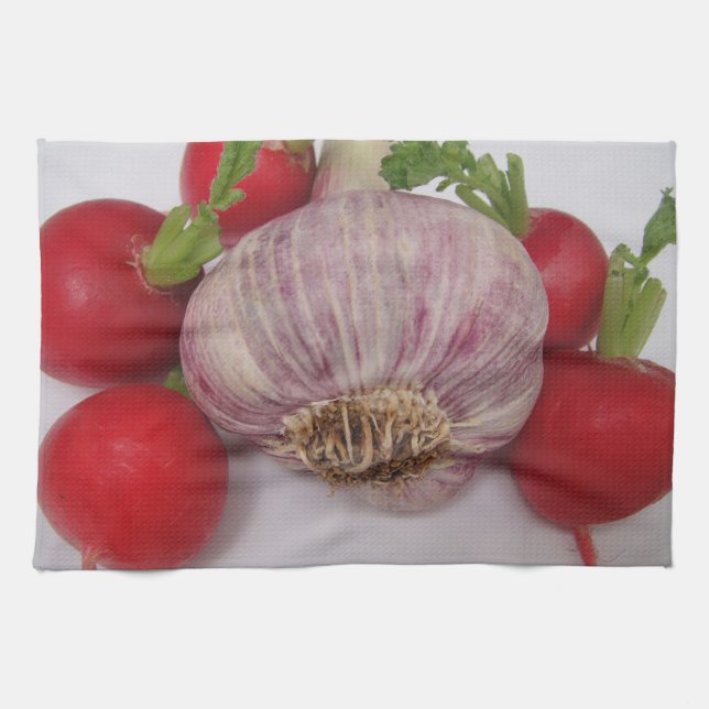 Geschirrtuch Knoblauch / Radieschen Kökshandduk (Horisontell)