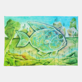 Geschirrtuch mit fantastischem Fisch Kökshandduk