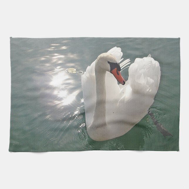 Geschirrtuch romantischer Schwan Kökshandduk (Horisontell)
