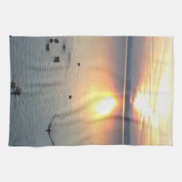 Geschirrtuch Sonnenuntergeng am Se mit Enten Kökshandduk