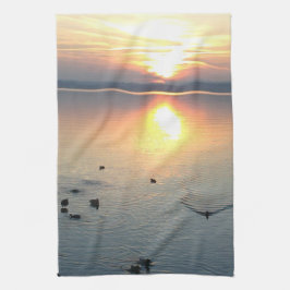 Geschirrtuch Sonnenuntergeng am Se mit Enten Kökshandduk