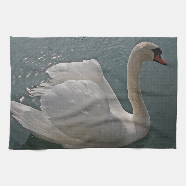Geschirrtuch stolzer Schwan mit Lichtsternchen Kökshandduk (Horisontell)
