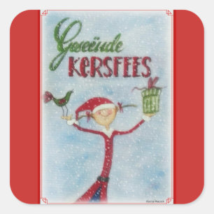 Geseende Kersfees Fyrkantigt Klistermärke