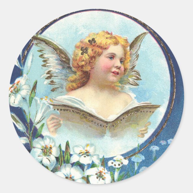 Gesegnete Ostern, Påsk, välsignad Runt Klistermärke (Framsida)