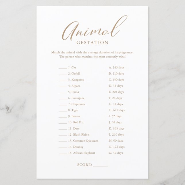 Gestation Baby-spel med minimalistiskt Guld-kallig (Framsida)