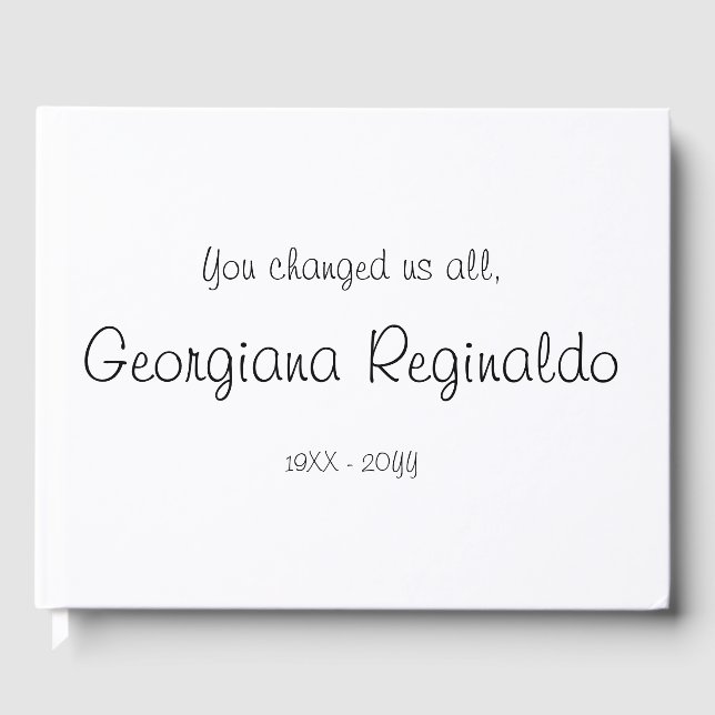 Gestbook med minimalistiska kondoleanser gästböcker (Framsida)