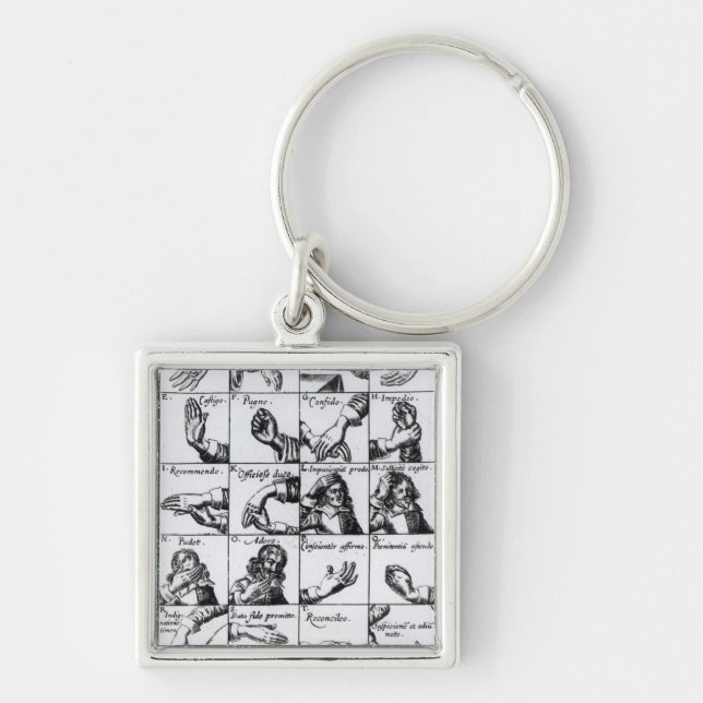 Gester för att efterapa John Bulwers 'Chrilogia Fyrkantig Silverfärgad Nyckelring (Framsidan)