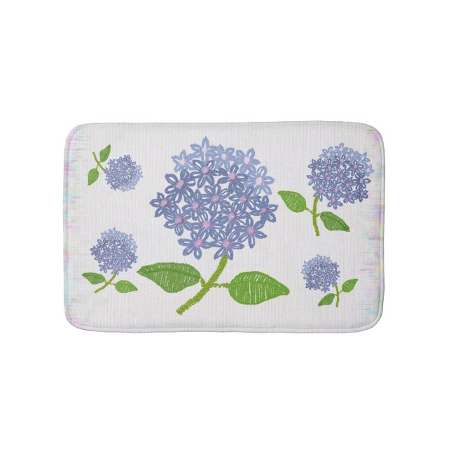 Gestickte Hortensie Badematte Badrumsmatta (Framsidan)