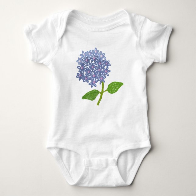 gestickte Hortensie T Shirt (Framsida)