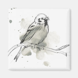Gestural fågelstudie magnet