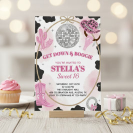 Get Down & Boogie Disco Cowgirl Sweet 16 Birthday Inbjudningar