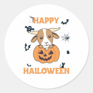 get i pumpkin Cute Goats Happy halloween Runt Klistermärke