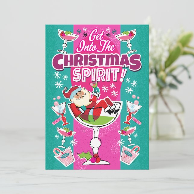 Get Into The Christmas Spirit Cocktail Party  Inbjudningar (Stående Fram)