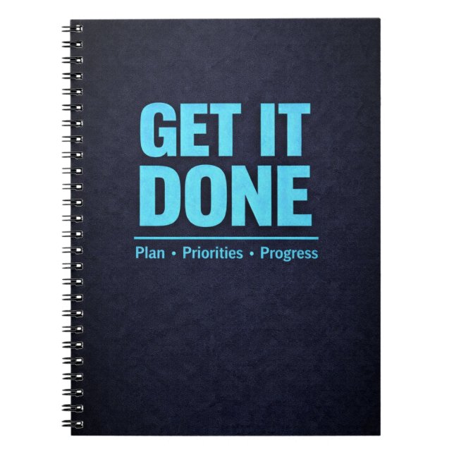 Get It Done Blue Motivational Planner Anteckningsbok (Framsidan)