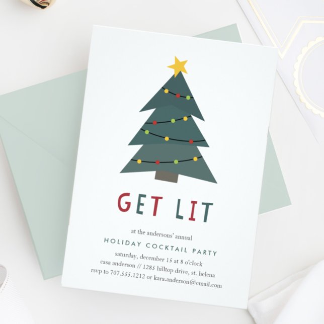 Get Lit | Holiday Cocktail Party Invitation Inbjudningar (Skapare uppladdad)