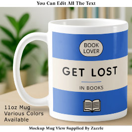 Get Lost in Books Vintage Paperback Cover Blue Kaffemugg
