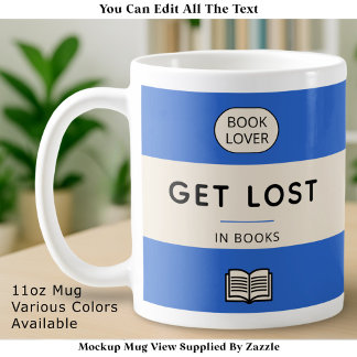 Get Lost in Books Vintage Paperback Cover Blue Kaffemugg