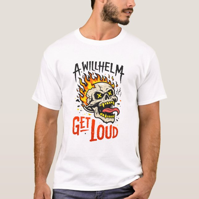 Get Loud Flaming Skull Graphic T Shirt (Framsida)