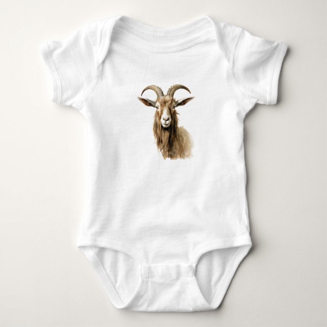 Get med horn Söt gårdsdjur Baby överalls T Shirt (Framsida)