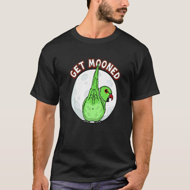 Get Mooned I Parrot Underfluffies I Green Indian R T Shirt (Framsida)