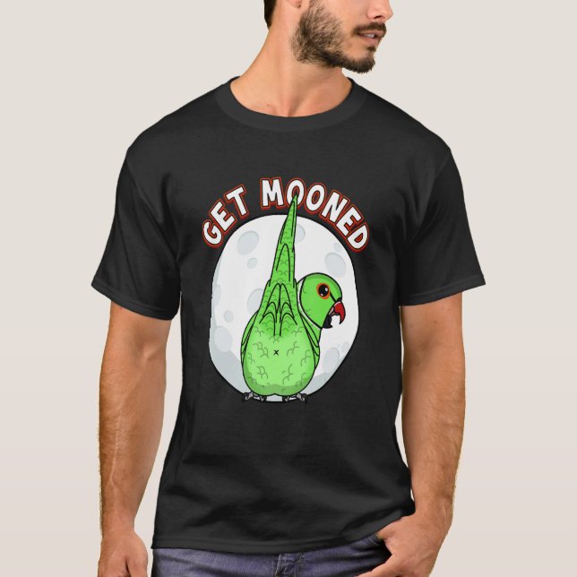 Get Mooned I Parrot Underfluffies I Green Indian R T Shirt (Framsida)