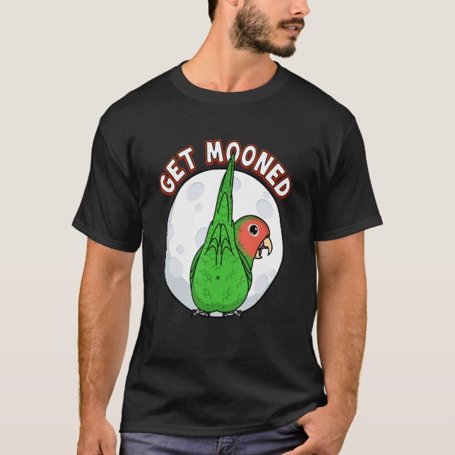 Get Mooned I Parrot Underfluffies Rosy-faced Green T Shirt (Framsida)