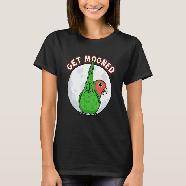 Get Mooned I Parrot Underfluffies Rosy-faced Green T Shirt (Framsida)