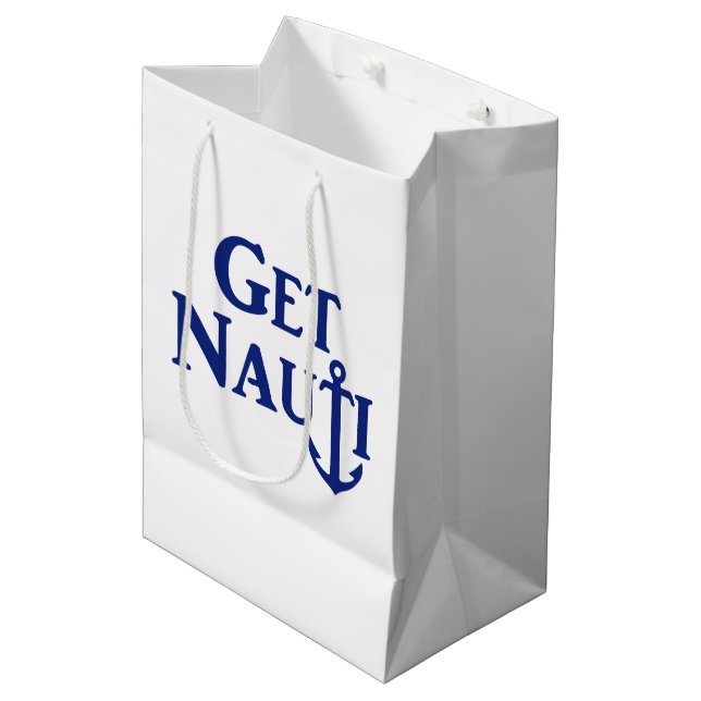 "GET NAUTI" - Nautical Medium Gift Bag (Framsidan Vinklad)