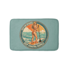 Get On Board SUP Pinup Paddleboard Retro Surf Shop Badrumsmatta