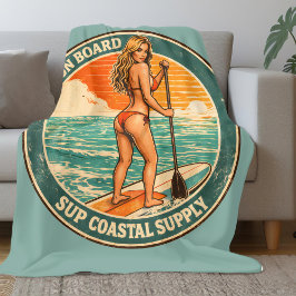 Get On Board SUP Pinup Paddleboard Retro Surf Shop Fleecefilt