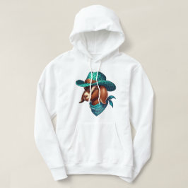 Get som bär en snygg cowboyhatt och bandana hoodie