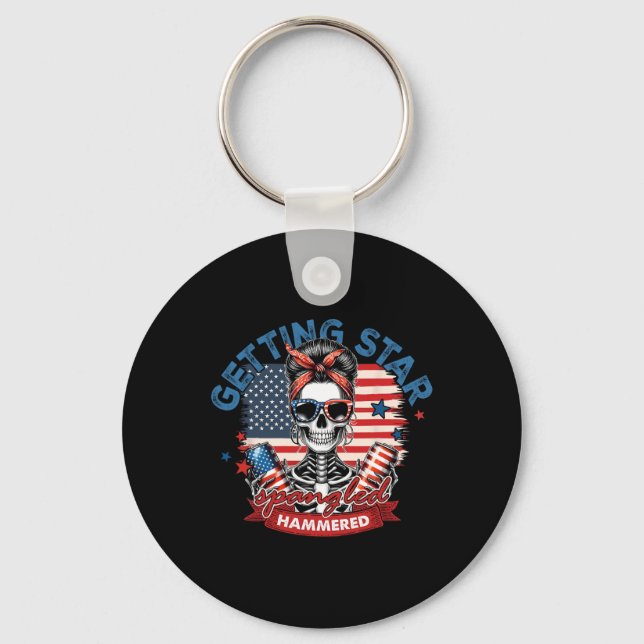 Get Star Spangled Hammered American Skeleton 4 Nyckelring (Framsida)