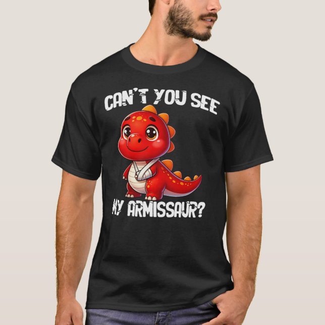 Get Well Broken Arm Dinosaur with Cast My Armissau T Shirt (Framsida)