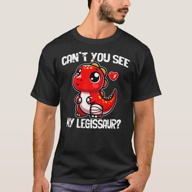 Get Well Broken Leg Dinosaur with Cast My Legissau T Shirt (Framsida)
