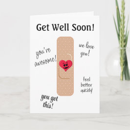 Get Well Card with Cute Bandaid Kort