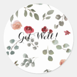Get Well Classic Round Sticker Runt Klistermärke