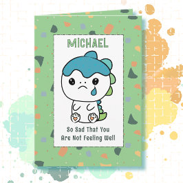 Get Well Cute Dinosaur Cartoon Funny Saying Child Kort