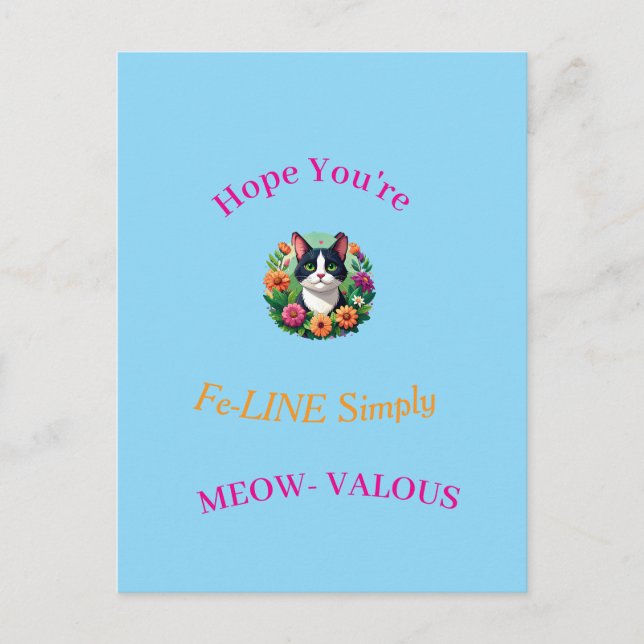 Get Well Post card- Cat lover's Vykort (Framsida)
