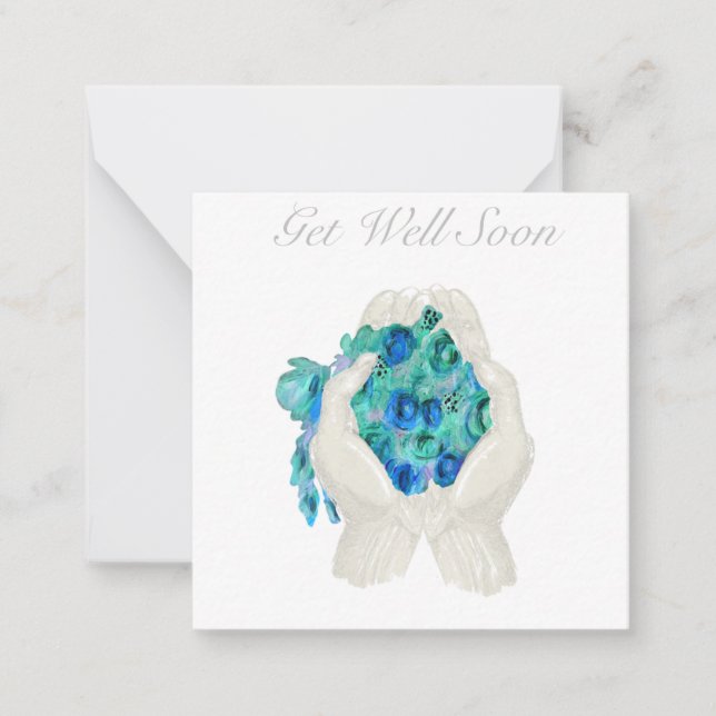Get Well Soon Floral Bouquet Gift Card Anteckningskort (Framsida)