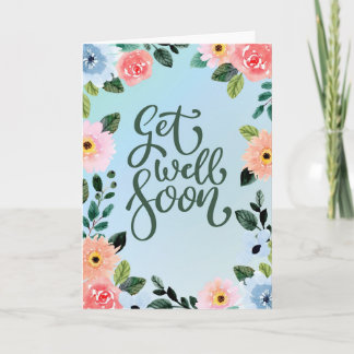 Get Well Soon - floral Kort