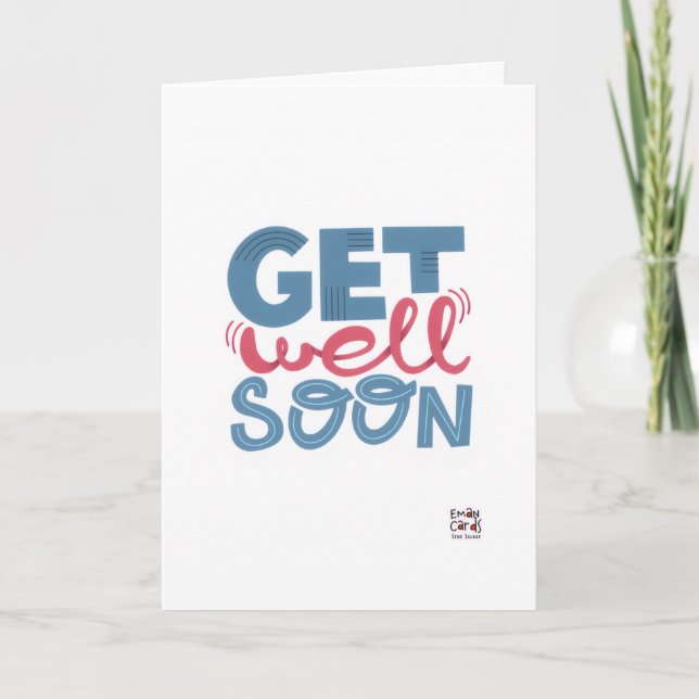 Get Well Soon - Stylish Font Card Kort (Framsida)