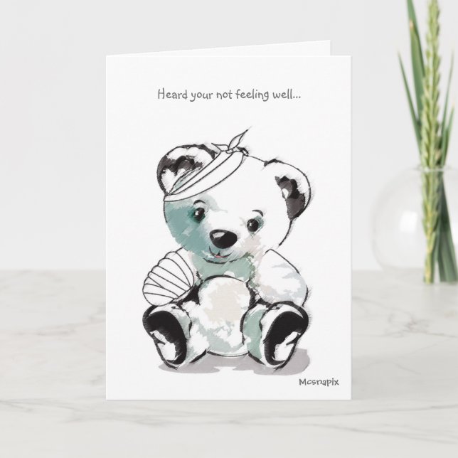 GET WELL SOON, TEDDY BEAR GREETING CARD KORT (Framsida)