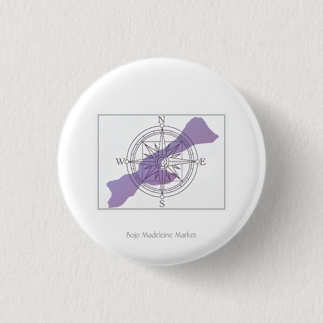 Get Your Bearings Island Compass Small Button Pin Knapp (Framsida)