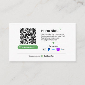 GetCashTips-kort Visitkort