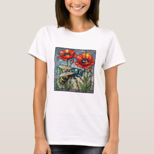Geting horniss bin färgat glas vallmo blomma insek t shirt