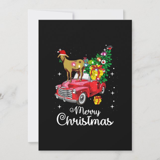 Geting Ridar Röd Bil Jul Julkort (Framsida)