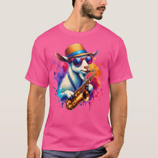 Geting som spelar saxofon med solglasögon t shirt