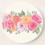 Getränkeuntersetzer aus Sandstein  mit Rosen Underlägg<br><div class="desc">bunte Rosen schmücken diesen zart gelb-weiß Getränkeuntersetzer</div>