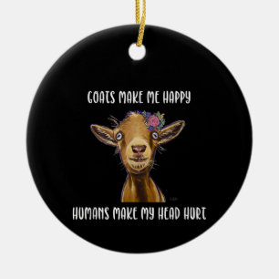 Getter gör mig till Lycklig Goat Älskare Julgransprydnad Keramik