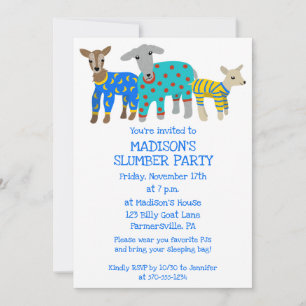 Getter i Pajamas Kids Slumber Party Inbjudningar